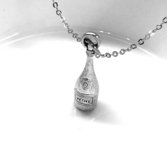 Miniature Wine Bottle Charm Necklace - Picture 2 of 2